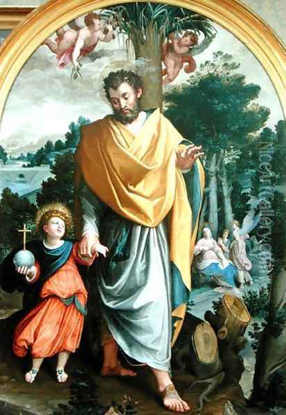 St. Joseph leading the infant Christ Oil Painting - Juan Sanchez Cotan