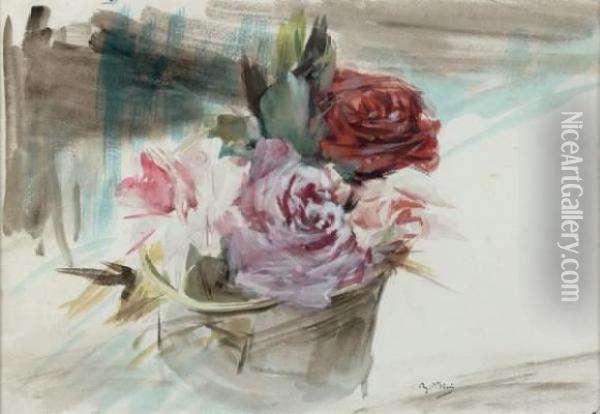 Bouquet De Roses Oil Painting - Giovanni Boldini