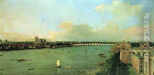 The Thames with St. Paul's Cathedral Oil Painting - (Giovanni Antonio Canal) Canaletto