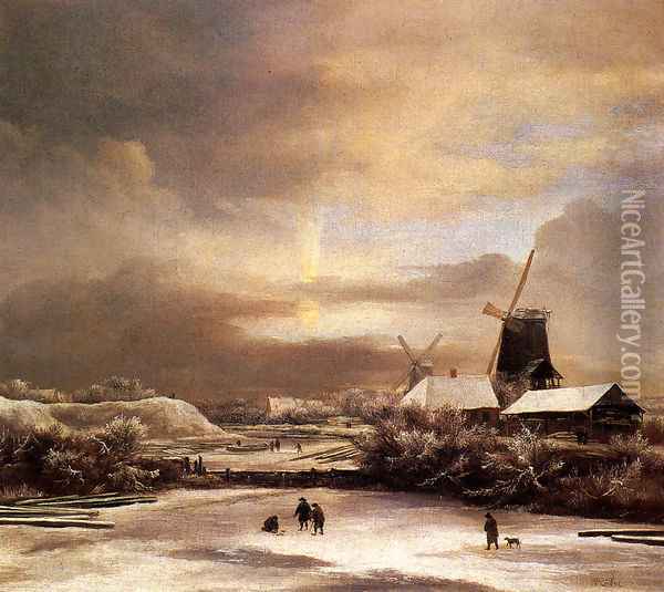 Winter Landscape2 Oil Painting - Jacob Van Ruisdael