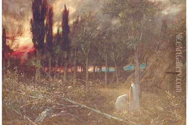 Night-Faithful unto Death Oil Painting - Albert Goodwin