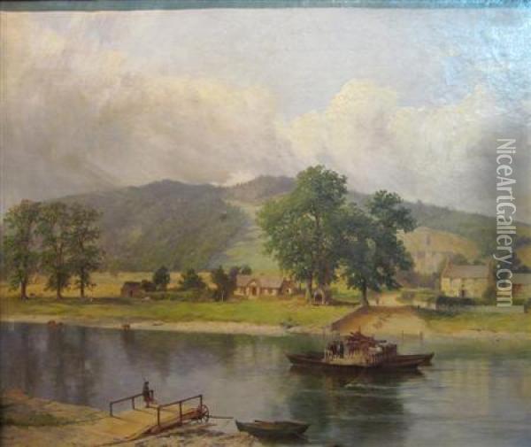 Caputh Ferry Oil Painting - James Hall Cranstoun