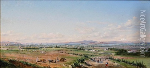 View Of Mexico: Popcatepetl And Izaccihuatl Mountains Oil Painting - Conrad Wise Chapman