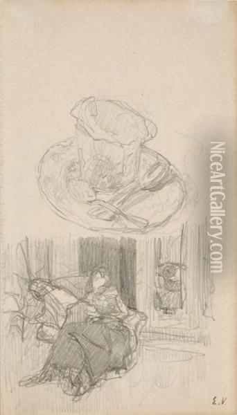 Une Tasse Etfigure Dans Chaise Oil Painting - Jean-Edouard Vuillard