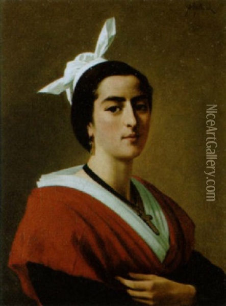Victoire Costumee De Matin Des Arlesiennes Oil Painting - Auguste Henry Berthoud