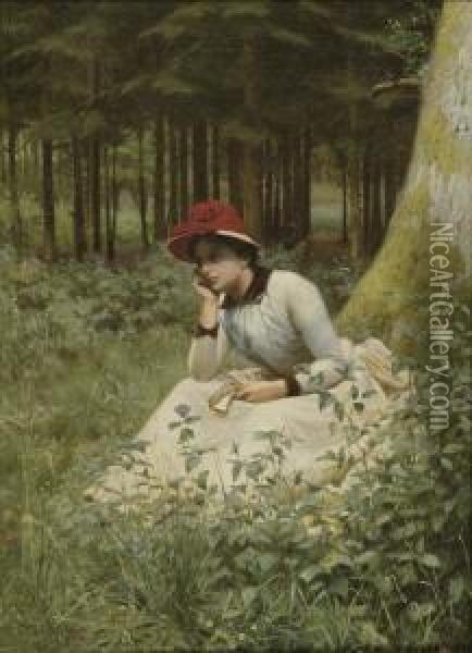 I Skoven (in The Forest) Oil Painting - Niels Frederik Schiottz-Jensen
