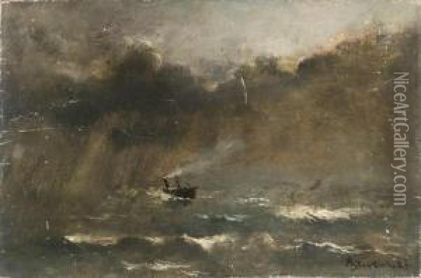 Navire Dans La Tempete Oil Painting - Alfred Stevens