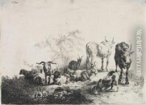Landschaft Mit Viehherde Und Milchmadchen Oil Painting - Jan or Joan van Noordt