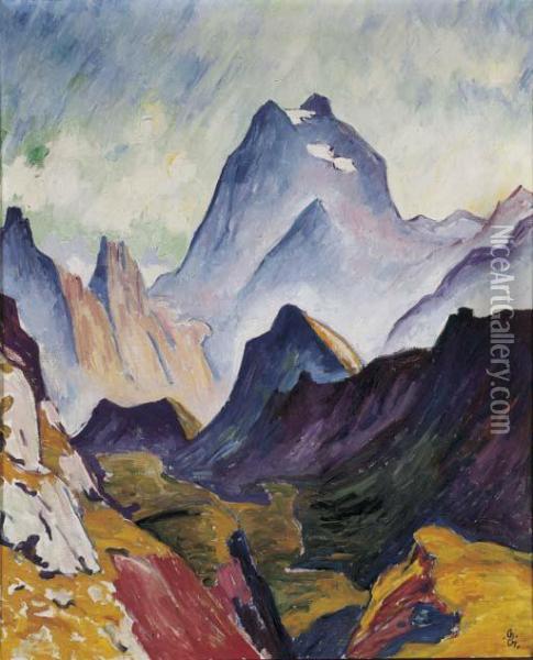 Paesaggio Di Montagna 'piz Duan' Oil Painting - Giovanni Giacometti