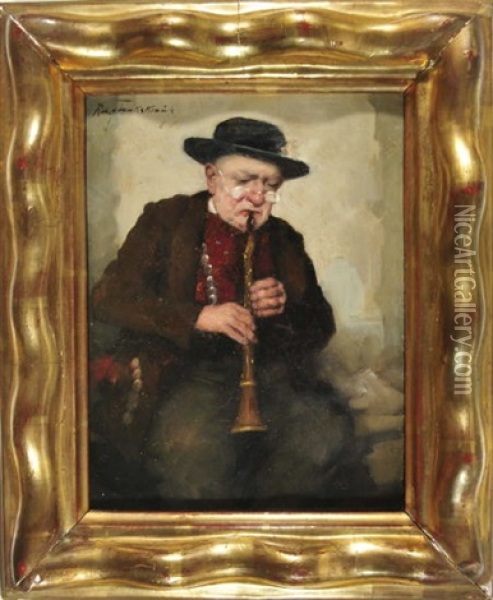 Klarinette Spielender Bauer In Der Stube Oil Painting - Robert Frank-Krauss