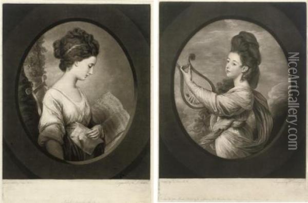 Miss Stephenson And The Right Honourable Lady Charlotte Bertie Oil Painting - William Dickinson