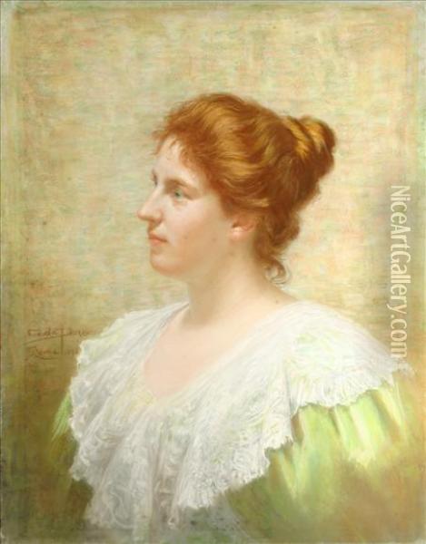 Shoulder-lengthportrait Of A Woman Oil Painting - Giuseppe da Pozzo