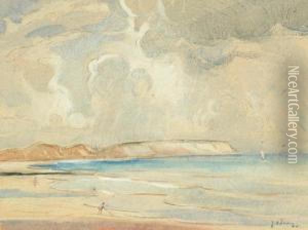 Shanklin, Isle Of White 'ja 
Terry' (lower Right), Titled On Hand Written Label On Frame Verso Oil Painting - Joseph Alfred Terry
