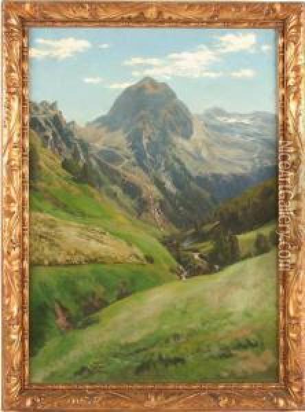 Hochalpental Im Tauerngebiet Oil Painting - Carl Julius Ludwig