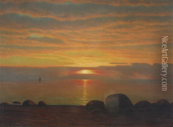 Sonnenuntergang Oil Painting - Albert Evard Wang