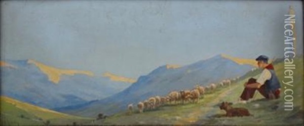Berger Sur Les Cimes Ou La Vierge Au Sommet Du Bedat Oil Painting - Hippolyte Marius Galy