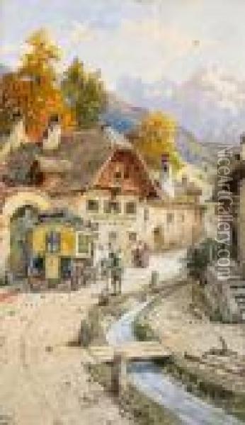 Trattoria In Montagna Oil Painting - Georg Janny