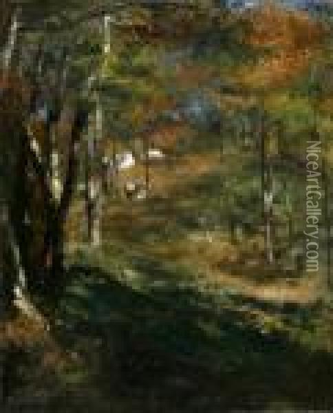 Jeunes Arbres Dans La Foret Oil Painting - Pierre Auguste Renoir