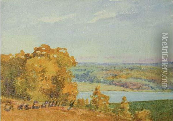Bras De Riviere Borde D'arbres Oil Painting - Gustave De Launay