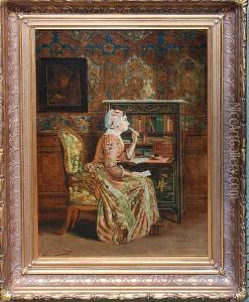 Interior Pensive Woman Oil Painting - John Stevens