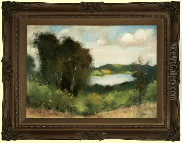 Lake In A Sylvan Landscape Oil Painting - Lesser Ury