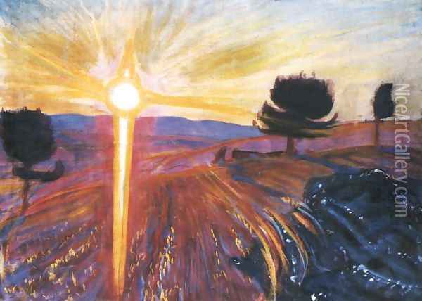 Radiant Sunset Oil Painting - Wojciech Weiss