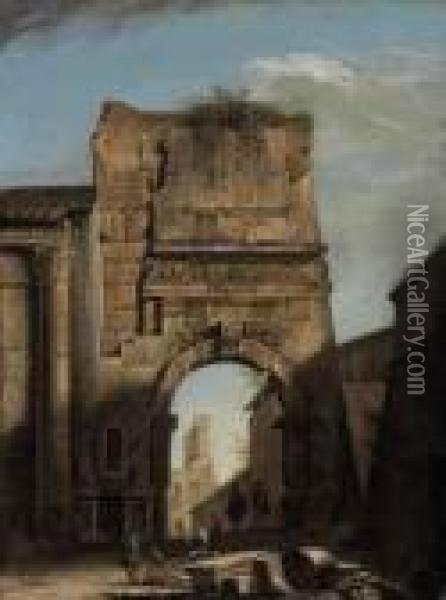 The Arch Of Titus, Rome Oil Painting - Viviano Codazzi