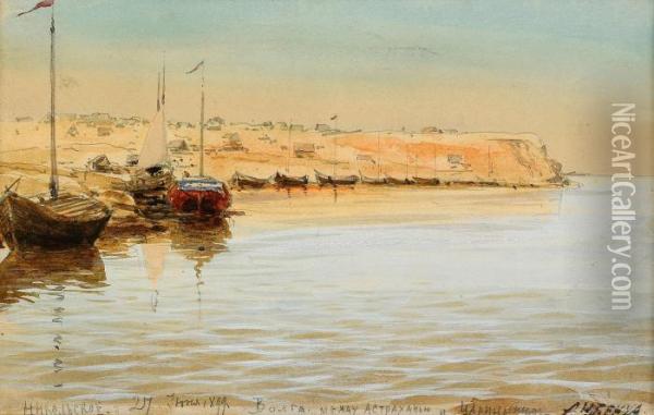 View On The Volga Oil Painting - Albert Nikolaivich Benua