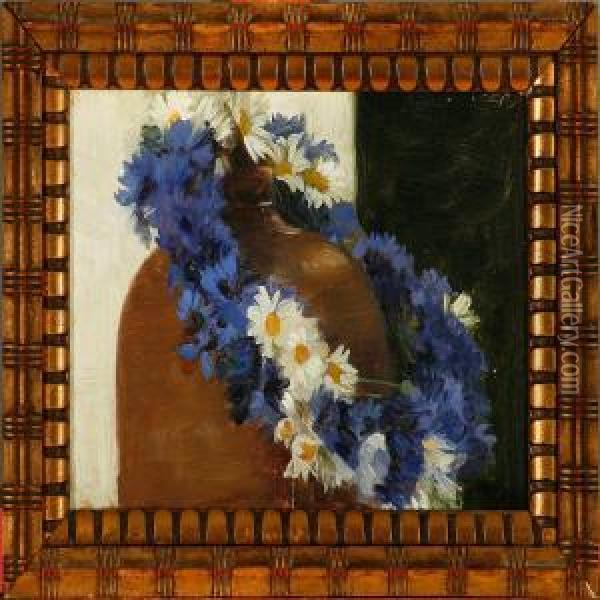 A Wreath Of Flowers Oil Painting - Agnes Slott-Mrller