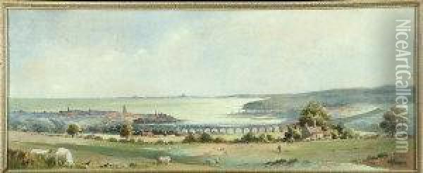 A View Of Berwick From Outlying Fields To The North Oil Painting - William Ferris