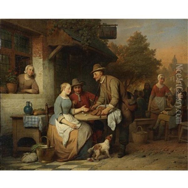 Rolling The Dice Oil Painting - Ferdinand de Braekeleer the Elder