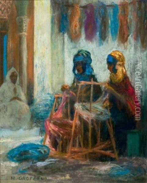 Les Fileuses Marocaines Oil Painting - Nicolae Gropeano