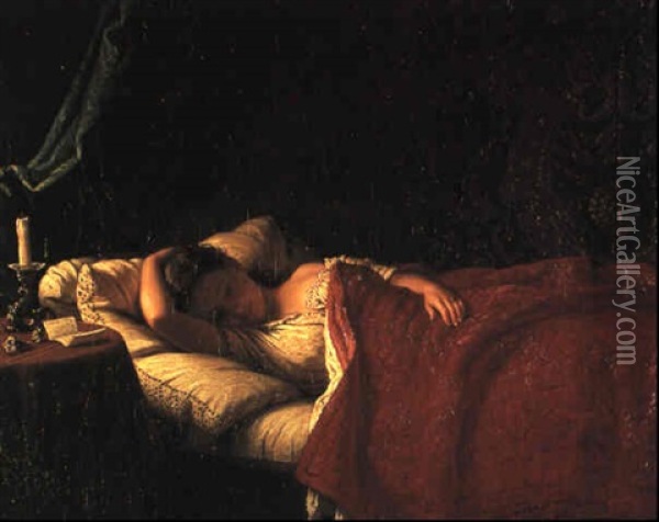 Schlafendes Madchen Oil Painting - Johann Georg Meyer von Bremen
