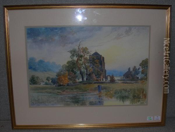Beauchief Abbey Oil Painting - George Outram