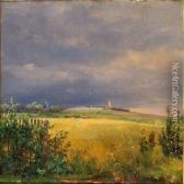 Landscape With A Gathering Storm Oil Painting - Dankvart Dreyer