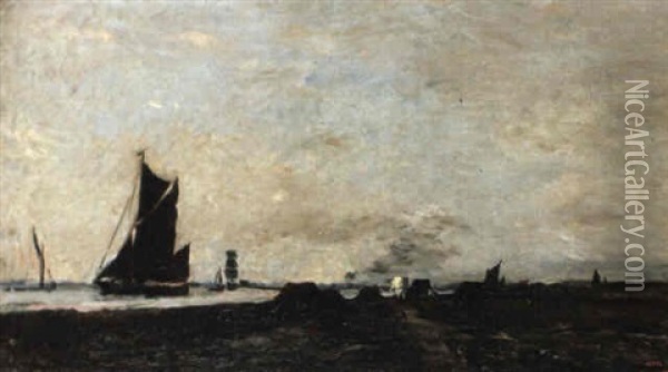 The Thames At Erith Oil Painting - Charles Francois Daubigny