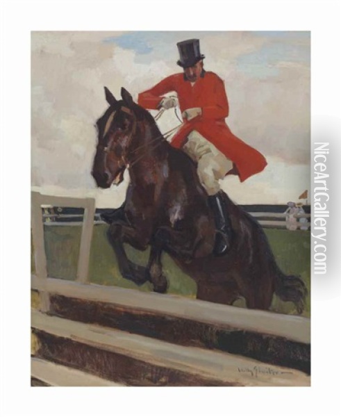 A Jumping Jockey Oil Painting - Willy Sluijter