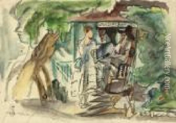 Devant L'auberge A Cuba Oil Painting - Jules Pascin