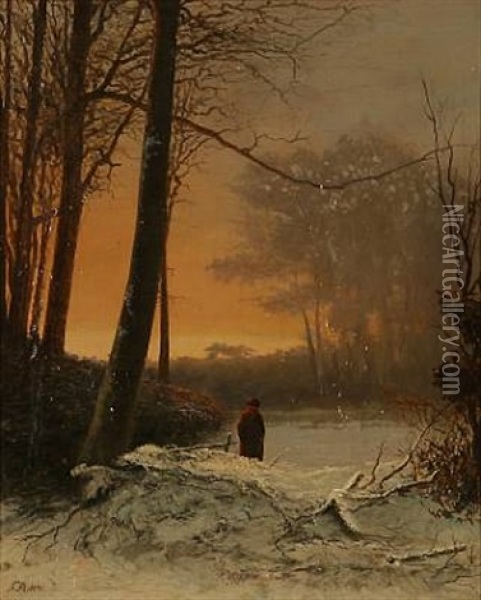 Winter Forest Landscape Oil Painting - Frederik Niels Martin Rohde