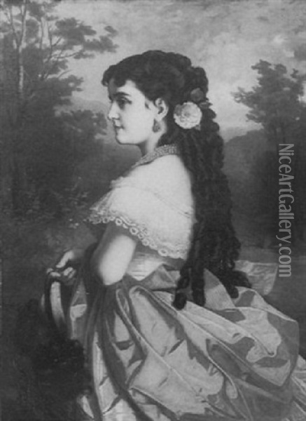 Portrait De La Cantratrice Adelina Patti Oil Painting - Marcel Johann von Zadorecki