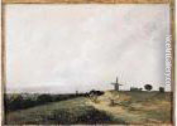 Paysage Au Moulin Oil Painting - Georges Michel