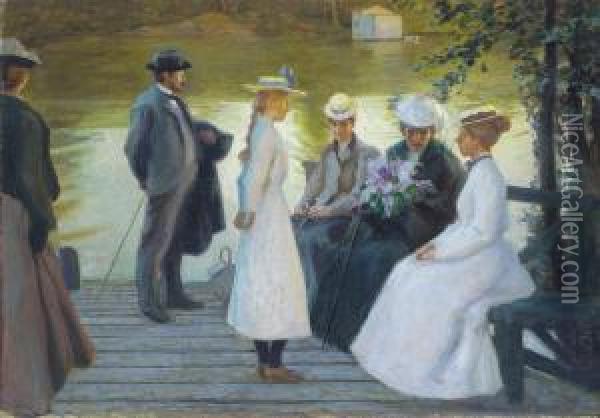 On The Pier Oil Painting - Georg Pauli
