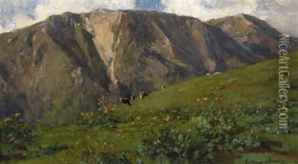 Fruhling In Den Bergen Oil Painting - Vittorio Avanzi