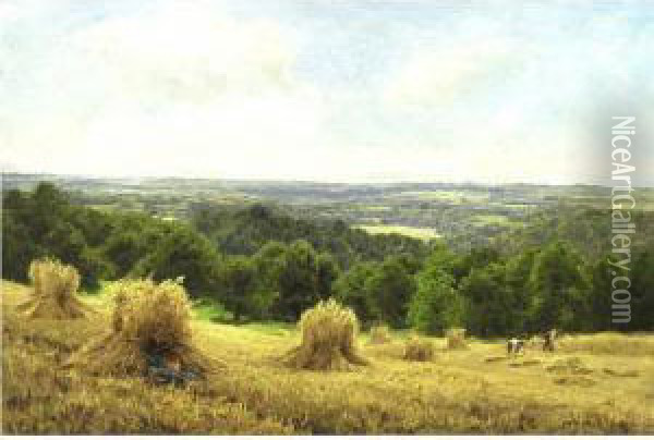 Haystacks In Sussex Oil Painting - John Clayton Adams