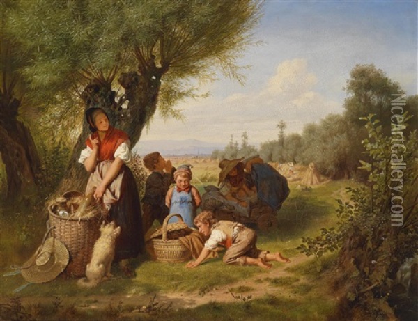 Mittagsrast Bei Der Erntearbeit Oil Painting - Albert Philipp Gliemann