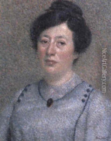 Portrait De Femme Oil Painting - Achille Lauge