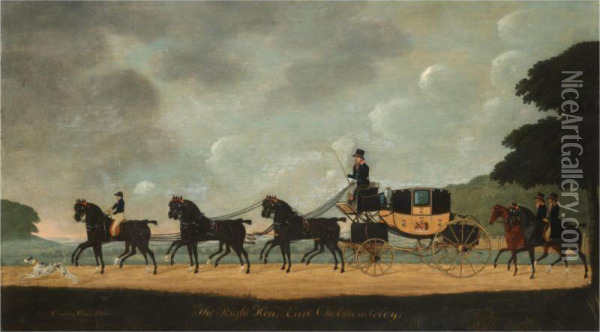 The Coach And Horses Of George James, Earl Of Cholmondeley (1749-1827) Oil Painting - John Cordrey