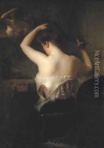 Woman Arranging her Hair, 1903 Oil Painting - Etienne Tournes