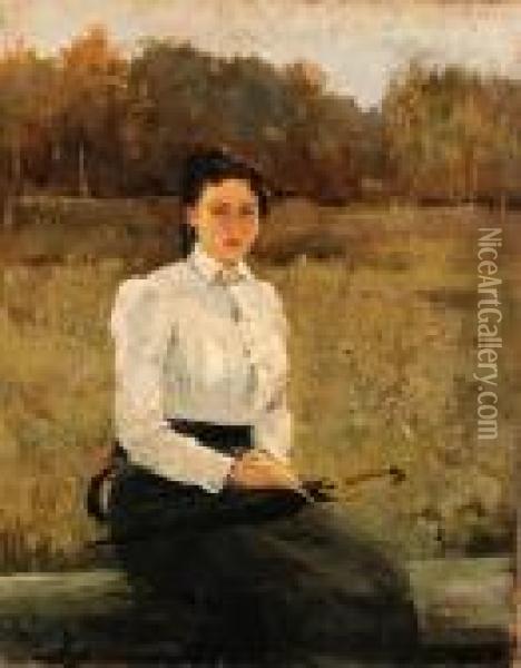 Portrait Of N. Repina Oil Painting - Ilya Efimovich Efimovich Repin