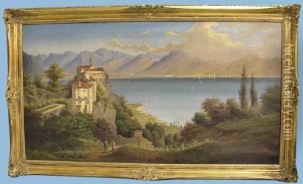 Blick Auf Den Lago Maggiore Oil Painting - Franz Adolf C. Muller